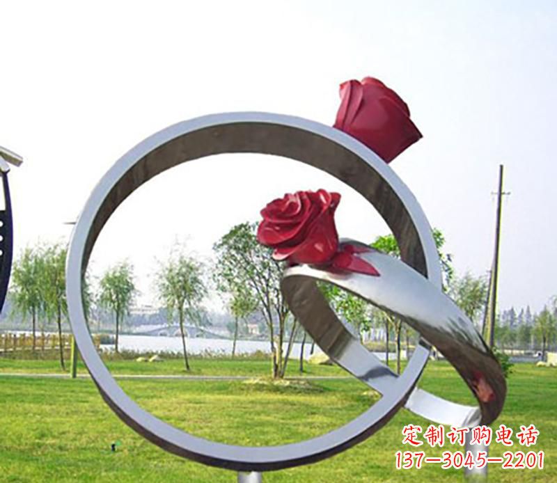 泰州不锈钢景观婚戒雕塑
