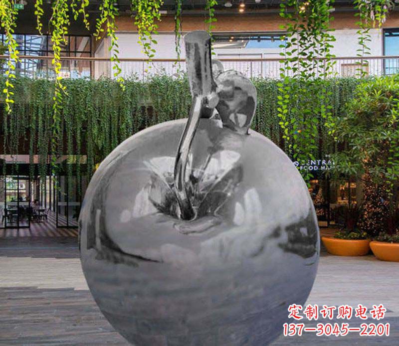 泰州公园时尚不锈钢镜面苹果雕塑