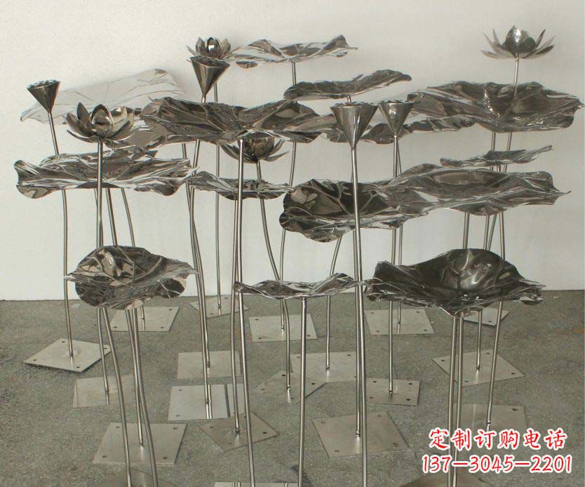 泰州精美装饰不锈钢莲叶雕塑