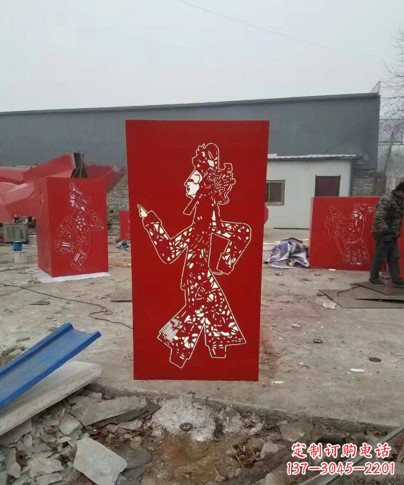 泰州不锈钢灯罩皮影戏人物雕塑