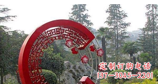 泰州灵动奔放的不锈钢和梅花圆环雕塑