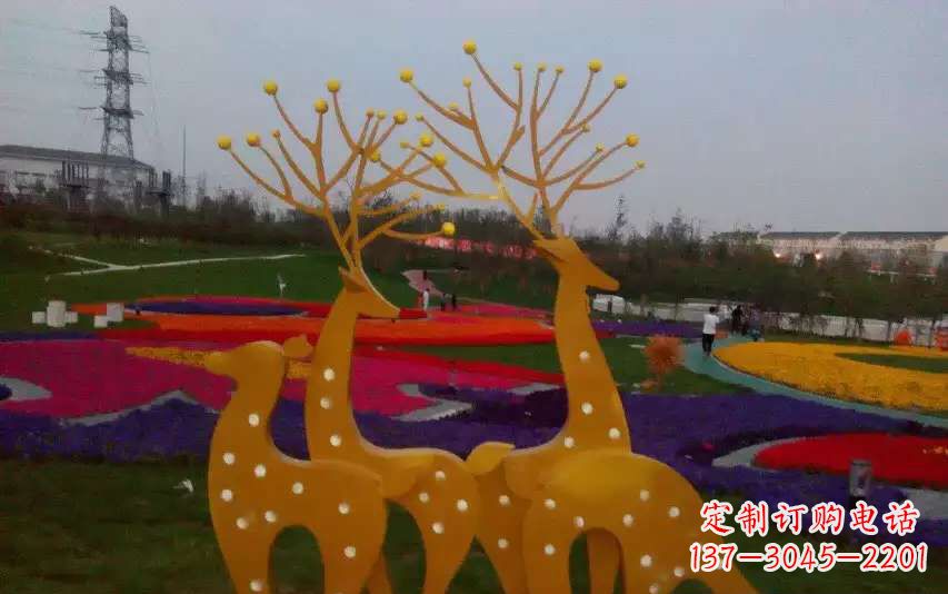 泰州不锈钢美陈动物鹿雕塑