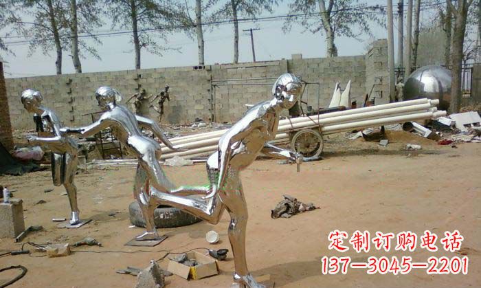 泰州精致美丽的不锈钢跑步女孩雕塑