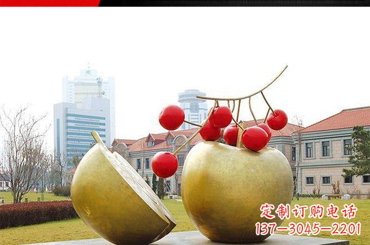 泰州公园不锈钢苹果樱桃雕塑