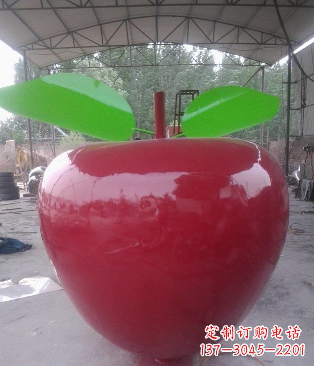 泰州黑凤凰不锈钢苹果景观雕塑