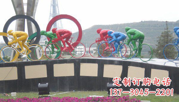 泰州品味传统,扬帆未来——不锈钢骑自行车雕塑