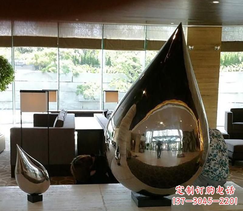 泰州公园不锈钢水滴球景观雕塑