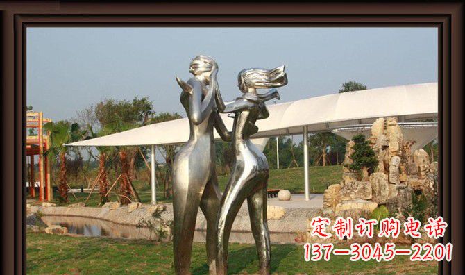 泰州一对动感传情的不锈钢跳舞情侣雕塑