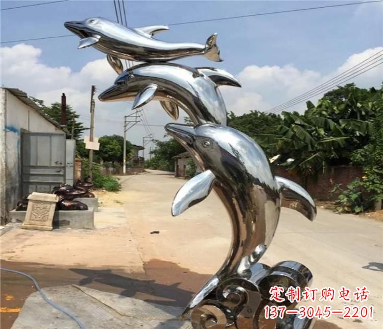 泰州冲浪海豚不锈钢雕塑