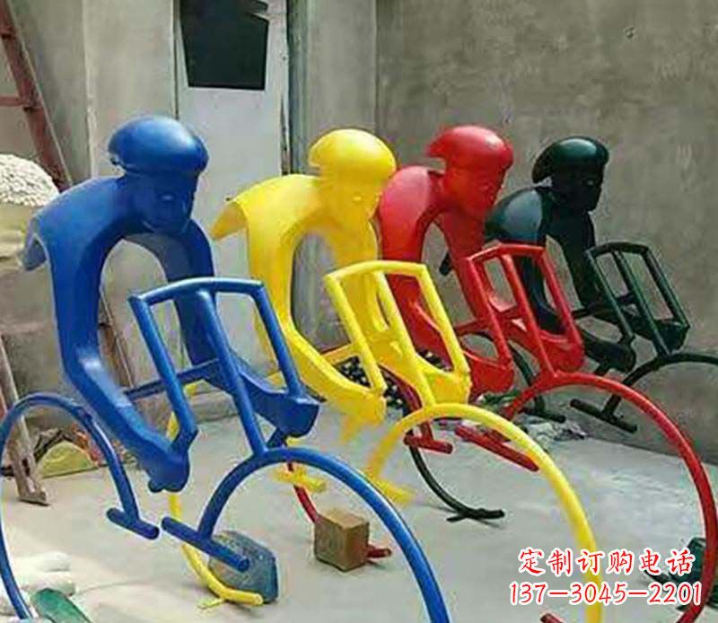 泰州不锈钢自行车运动人物景观雕塑