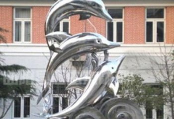 泰州跳跃海豚海浪不锈钢雕塑