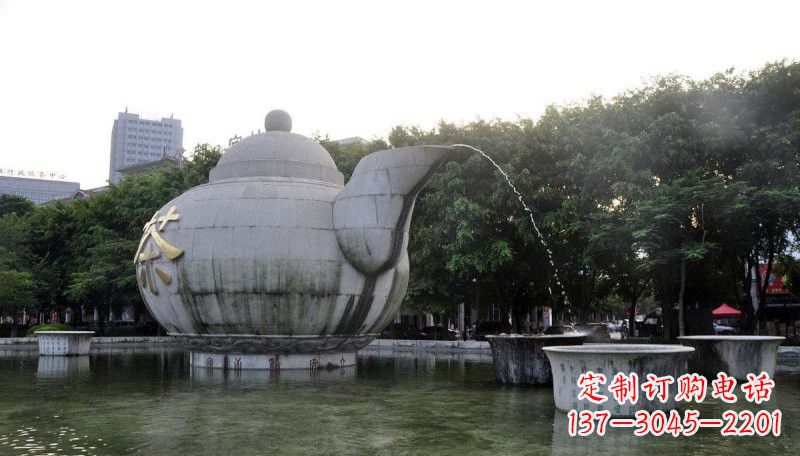 泰州精致雕塑茶壶石雕