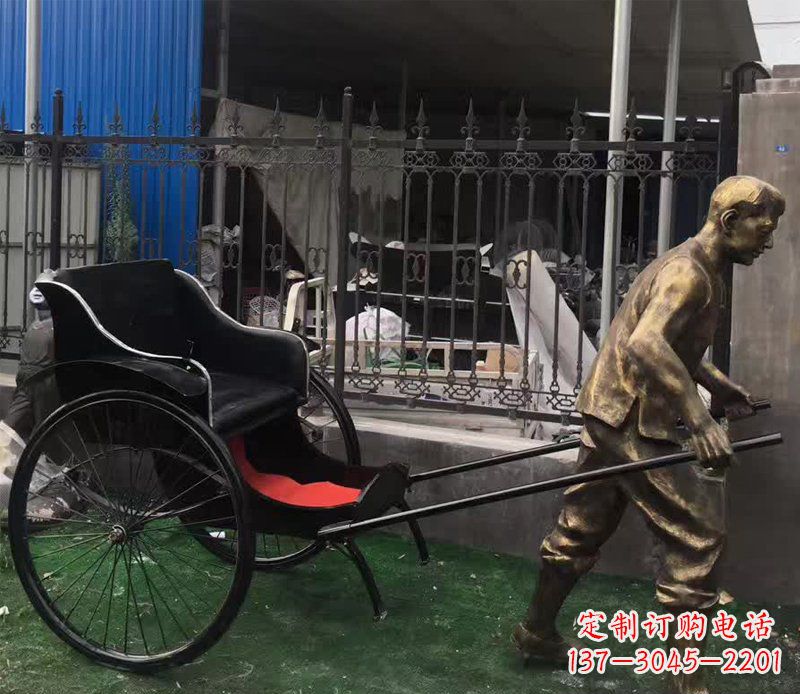 泰州欣赏精美的手工雕刻车夫青铜雕塑