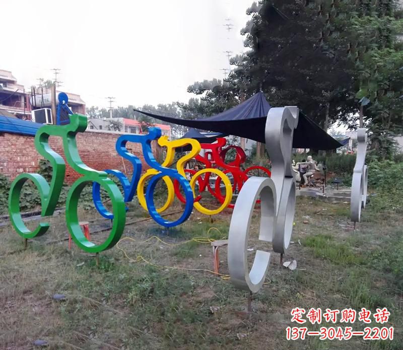 泰州抽象不锈钢自行车雕塑