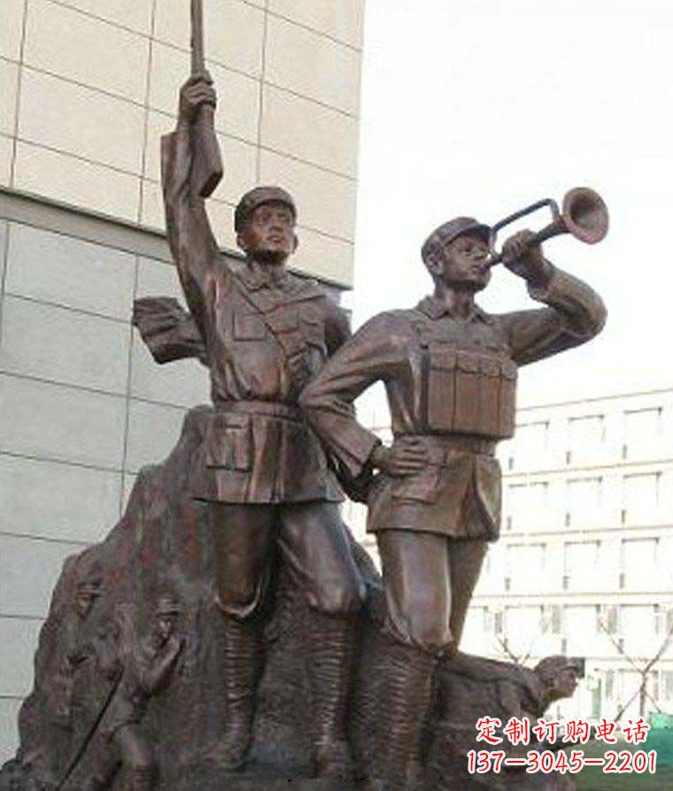 泰州革命精神熠熠冲锋号铜雕