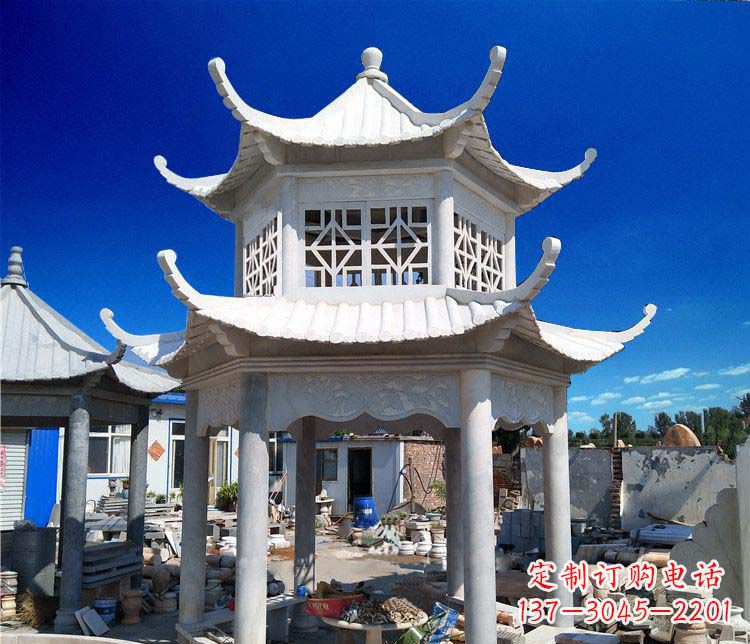 泰州大理石双层凉亭雕塑