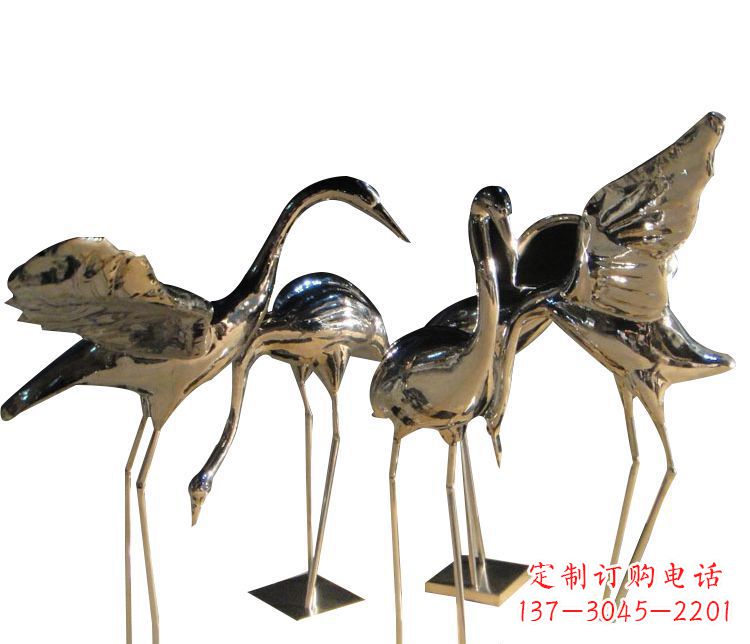 泰州三角中国领雕塑不锈钢仙鹤雕塑
