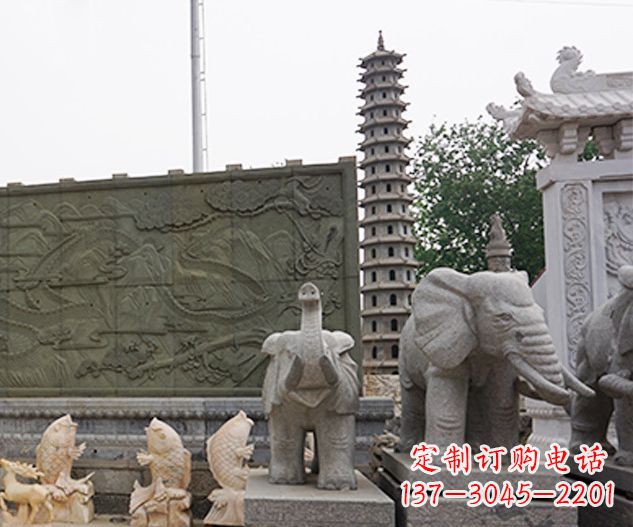 泰州公园动物大象石雕 (2)