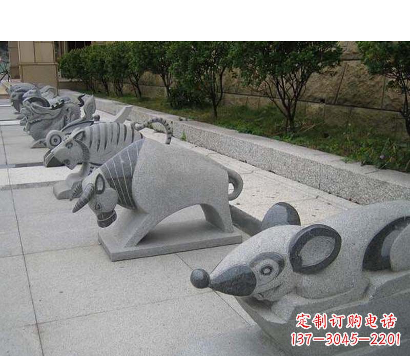 泰州公园动物雕塑十二生肖石雕