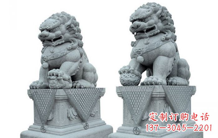 泰州公园动物青石狮子石雕