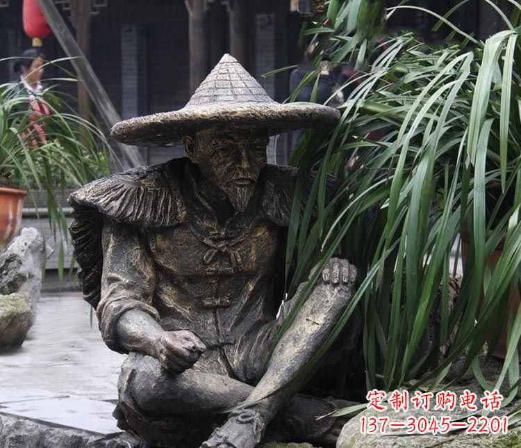 泰州中领雕塑定制——古典经典“渔翁”铜雕