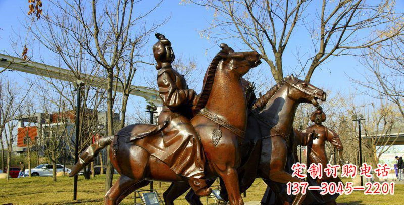 泰州公园古代女人骑马景观铜雕
