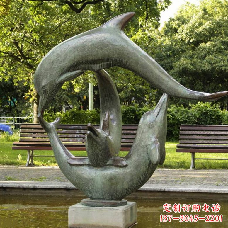 泰州风格精美的海豚铜雕喷泉