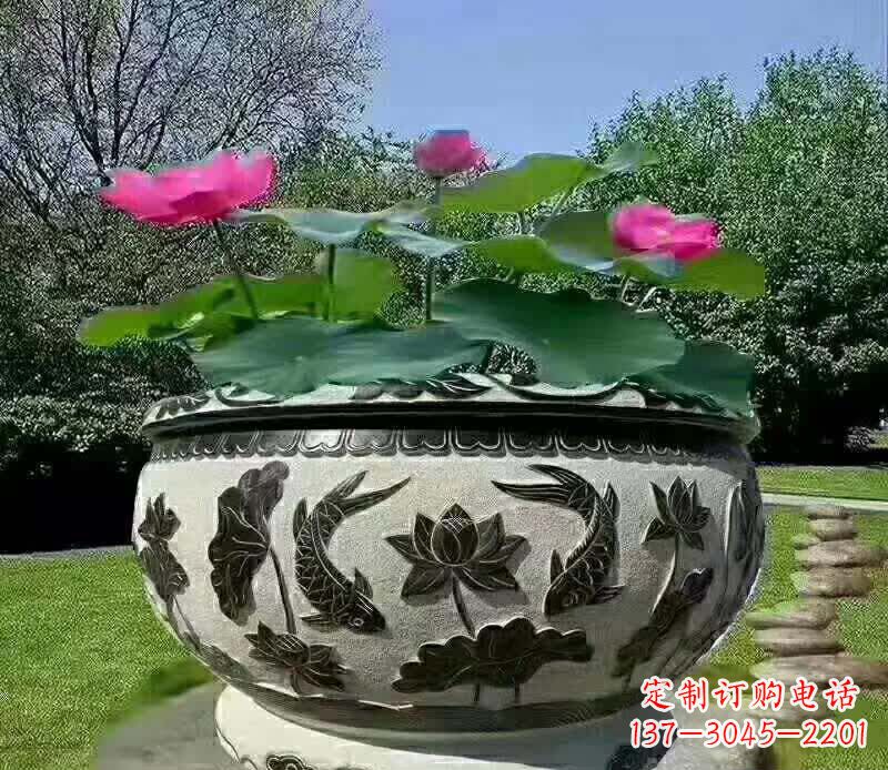 泰州唯美鲤鱼水缸雕塑