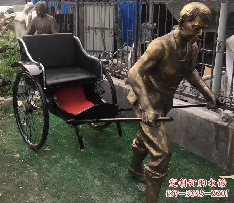 泰州精美铜雕车夫人物雕塑