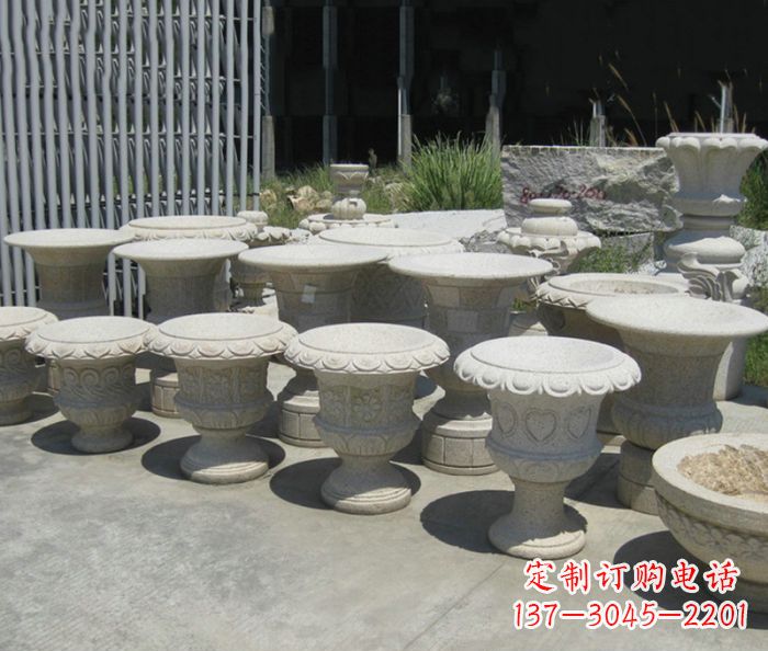 泰州大理石花盆石雕艺术品