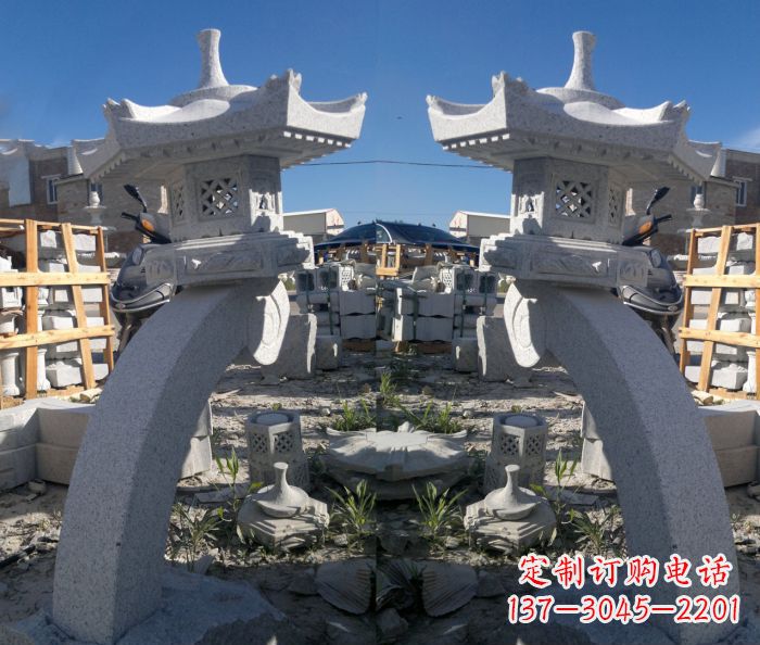 泰州公园景观大理石镂空石灯雕塑