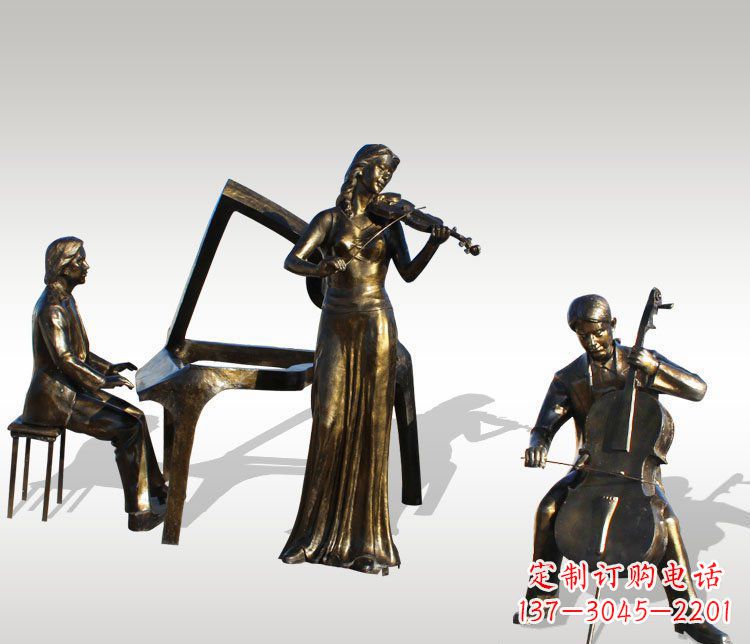 泰州公园景观钢琴拉小提琴人物铜雕