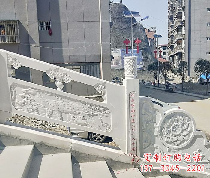 泰州汉白玉石雕栏板,唯美园林装饰