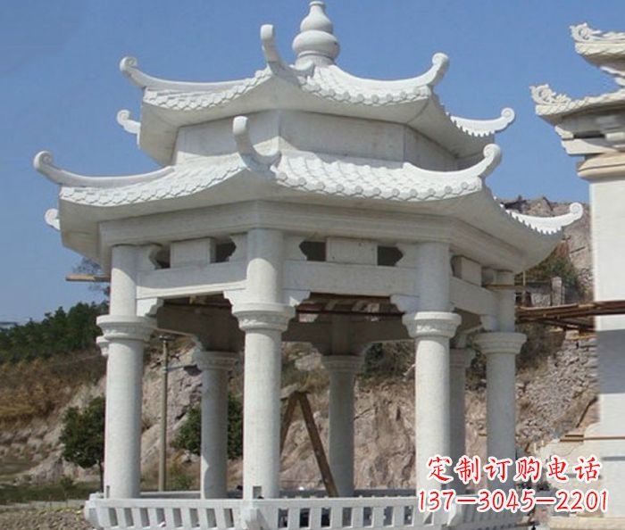 泰州公园景观汉白玉石雕凉亭