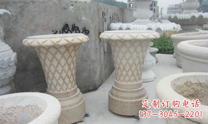 泰州公园景观花篮式花盆石雕
