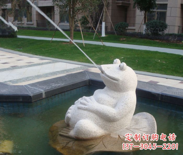 泰州精美青蛙喷泉石雕