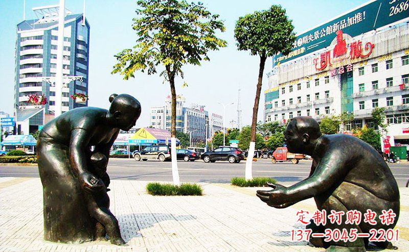 泰州铜质小孩学走路雕塑