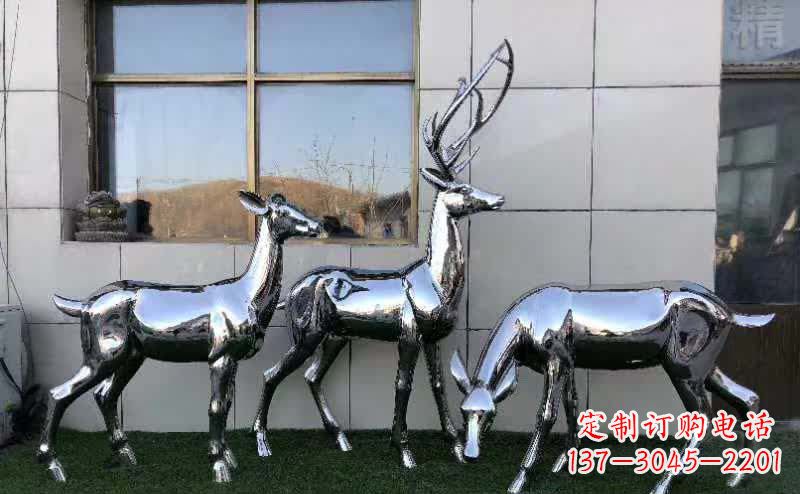 泰州华丽风格镜面不锈钢动物鹿雕塑