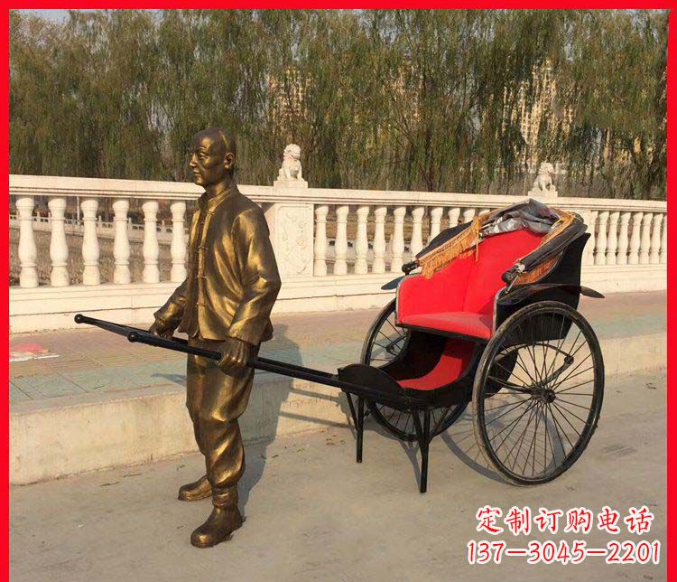 泰州黄包车铜雕精湛工艺,体现传统文化