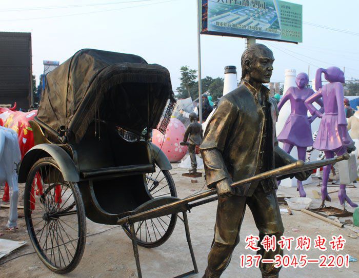 泰州精致可爱的黄包车铜雕