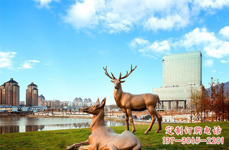 泰州公园羚羊动物铜雕 (2)