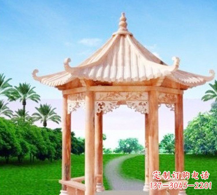 泰州艺术精美的六角凉亭石雕