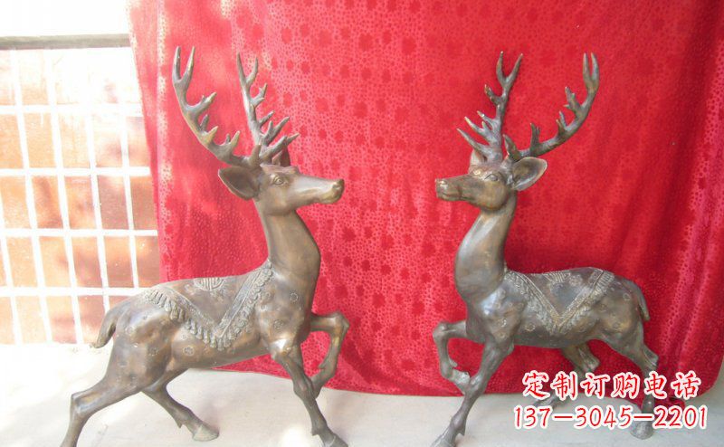 泰州公园梅花鹿动物铜雕 (6)
