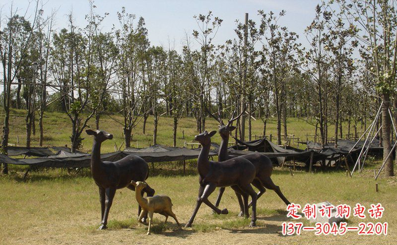 泰州公园梅花鹿动物铜雕 (4)