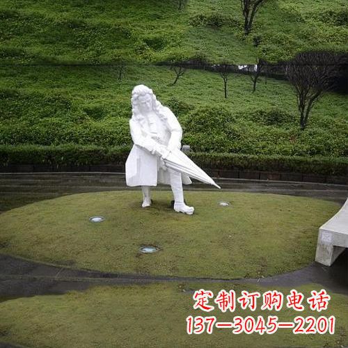 泰州公园名人雕塑,汉白玉牛顿石雕像