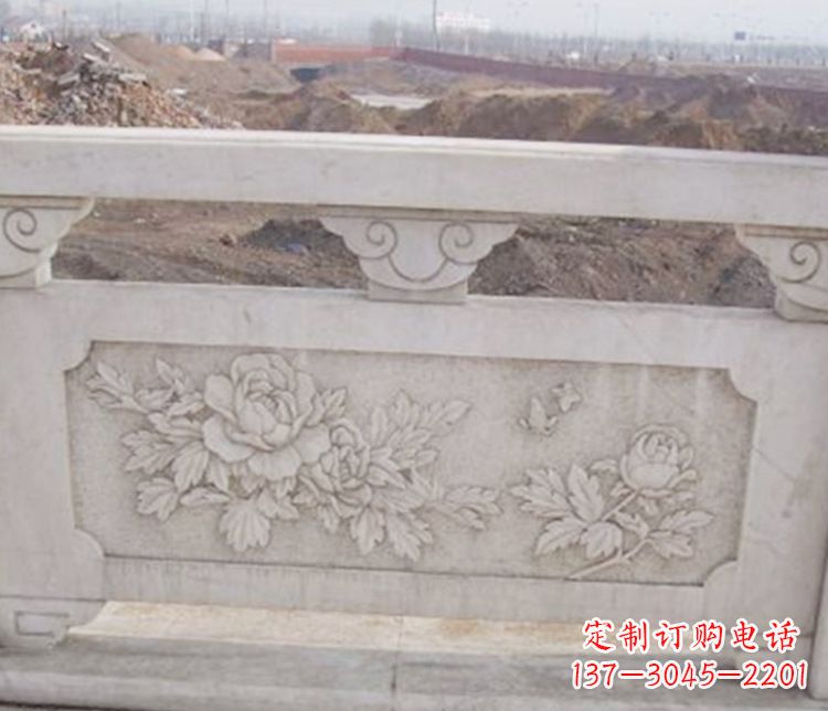 泰州牡丹花浮雕石栏板景观雕塑