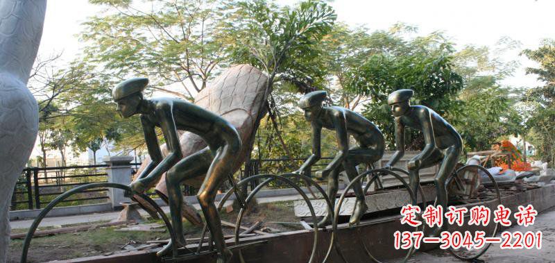 泰州精致铜雕自行车景观雕塑