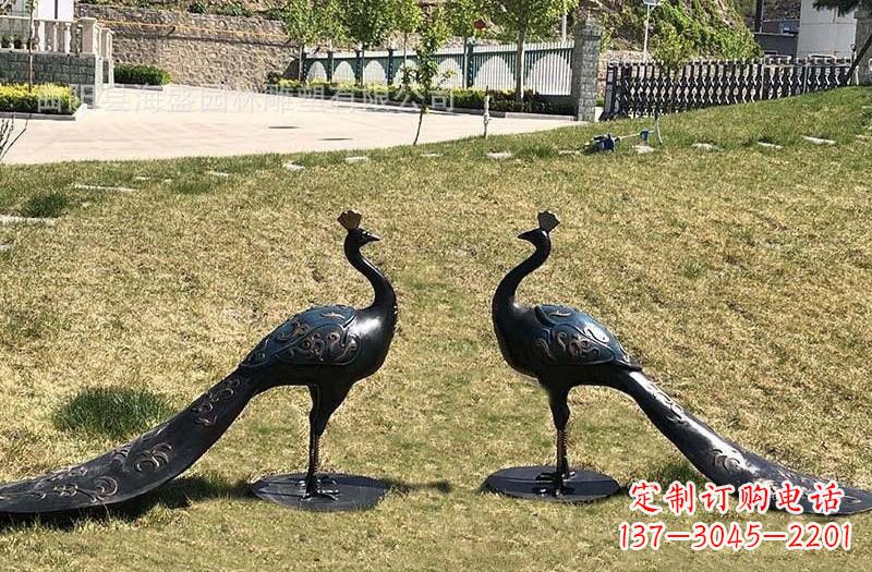 泰州公园青铜孔雀雕塑