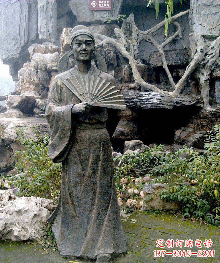 泰州公园诗人杜甫古代人物铜雕