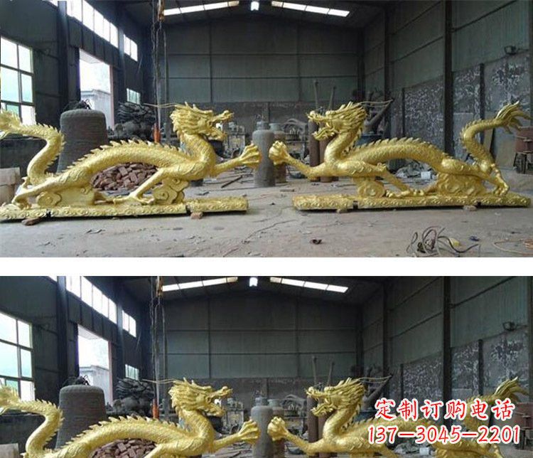 泰州古典传统双龙戏珠铜雕塑